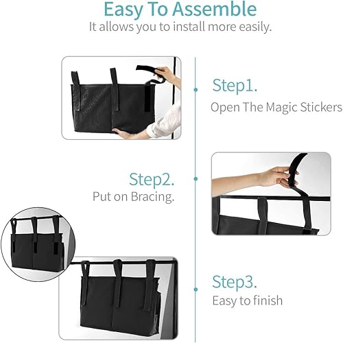 Miniatura 7 de Bseash - Organizador colgante de 8 bolsillos de tela oxford 600D, bolsa de almacenamiento para literas y camas de hospital, dormitorios, barras de