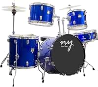 Bateria Acústica 2T Cromada Azul com Banco NY-F1RST