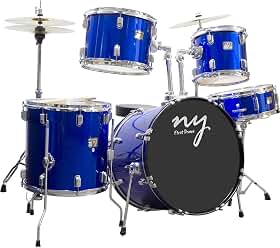 Bateria Acústica 2T Cromada Azul com Banco NY-F1RST