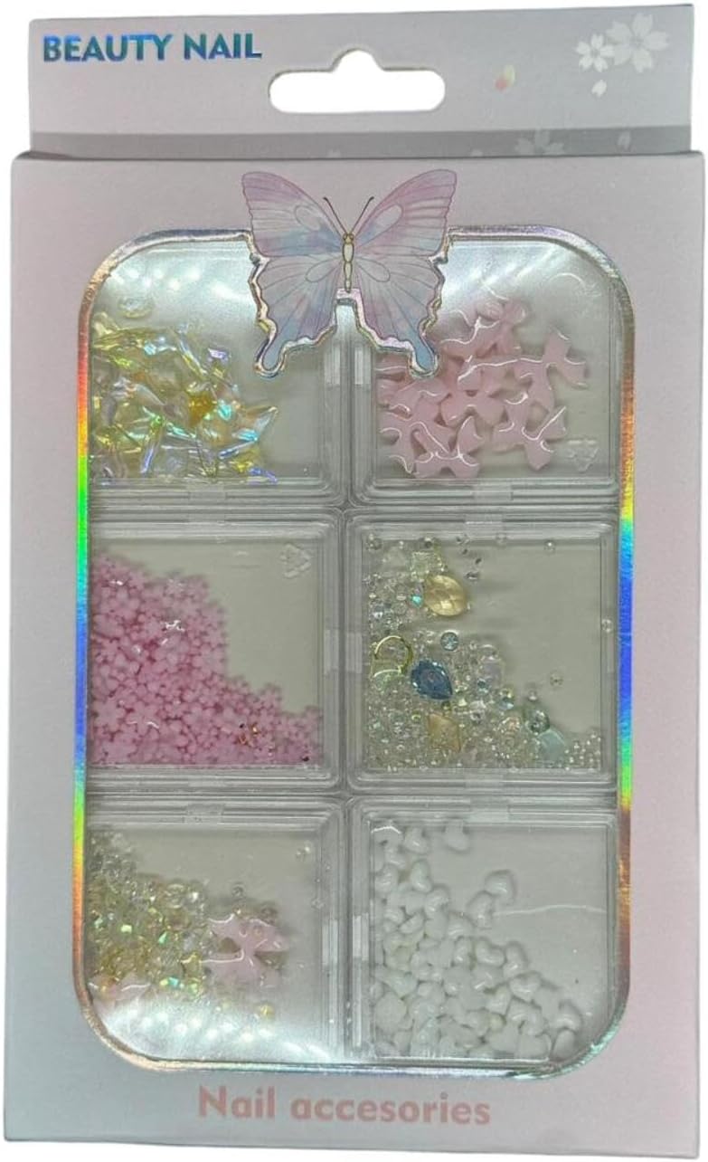 Fontenay 6 Farklı Çeşitli 3D Tırnak Süsleri Tırnak Charm Nail Charms Nail Art Objeleri Karışık 2 Renkli