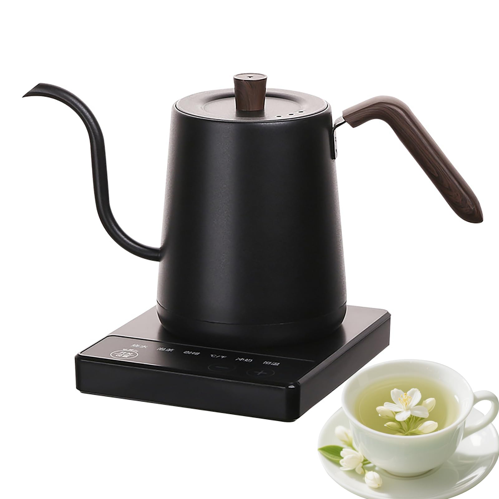 Hervidor Eléctrico De Cuello De Cisne De 1000 W, 1 L, Con Temperatura Constante Y Protección Contra Quemaduras En Seco. Ajustable De 40 A 100 °c. Tetera De Acero Inoxidable Para El Hogar Y La O black