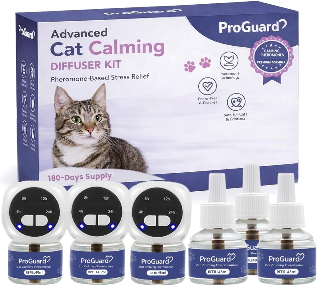 ProGuard® Relaxing Pheromones for Cats | MEGAPACK 9-in-1 Savings: 3 Diffusers + 6 Extra 48ml Refills | Natural Anxiety and Stress Solution for Cats for up to 170 Days (3 Diffusers + 6 Refills)