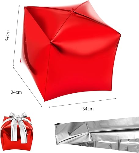 Miniatura 2 de Skylety 8 globos de papel de aluminio con forma cuadrada de Navidad, caja de regalo, globo de aluminio para decoración de fiesta de cumpleaños, 24