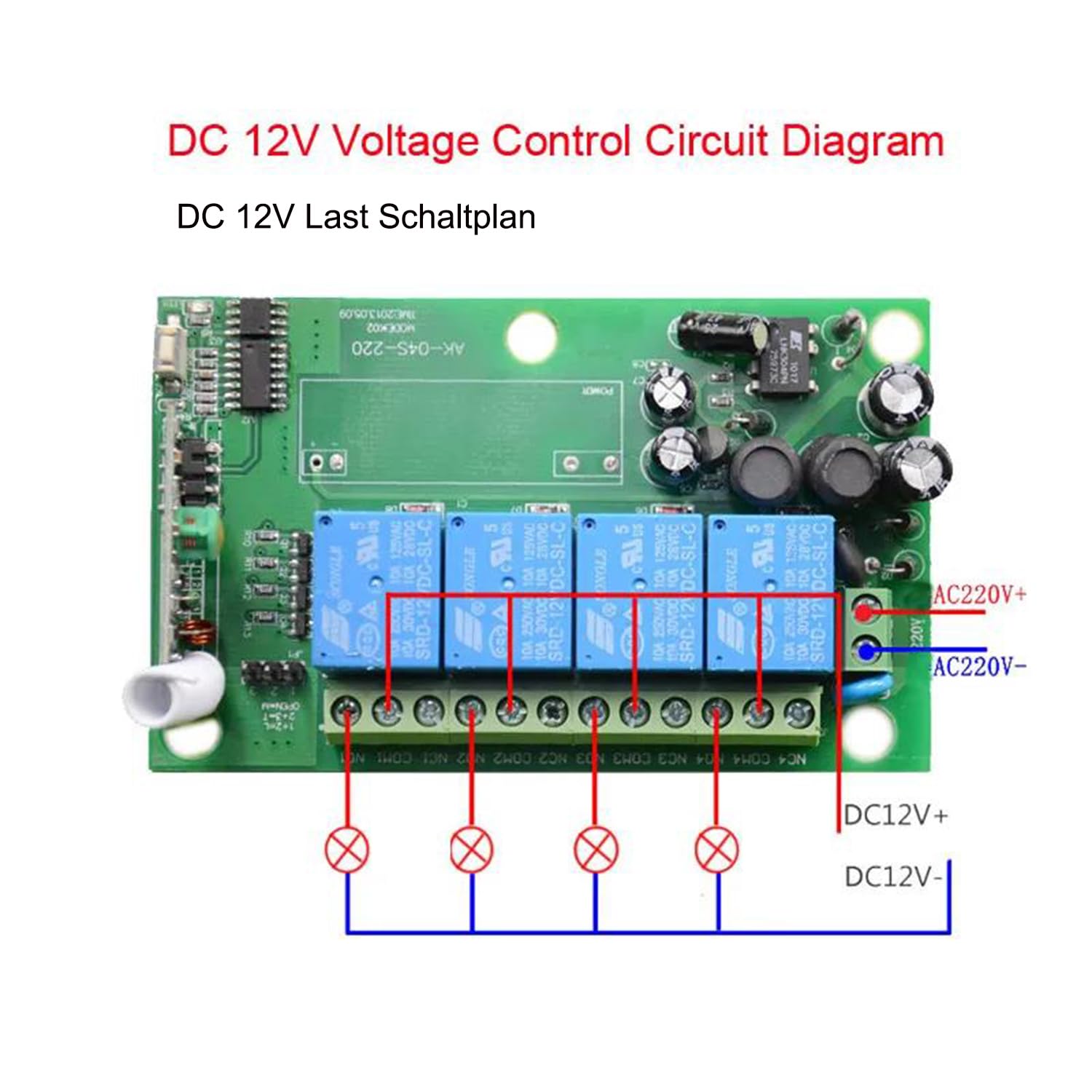 220V 230V 4CH Télécommande Sans Fil Commutateur de Contrôle Relais de Contrôle 433MHz 4 Canaux avec 4 Émetteurs Récepteur Universel Portes de Garage Fenêtres Moteur AC 110V 250