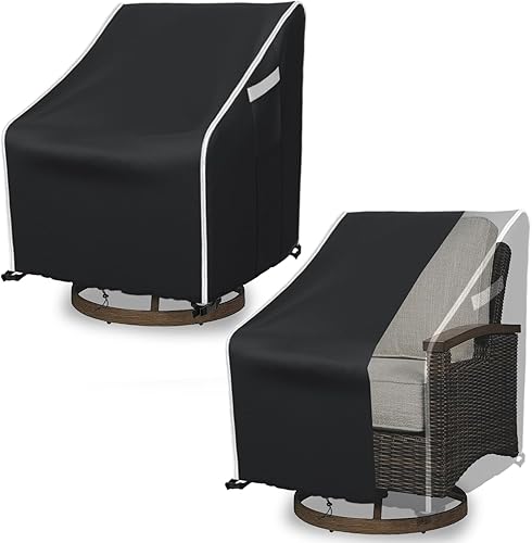STARTWO Paquete de 2 fundas para sillas giratorias para exteriores, fundas impermeables para sillas de patio para muebles de exterior, se adapta a