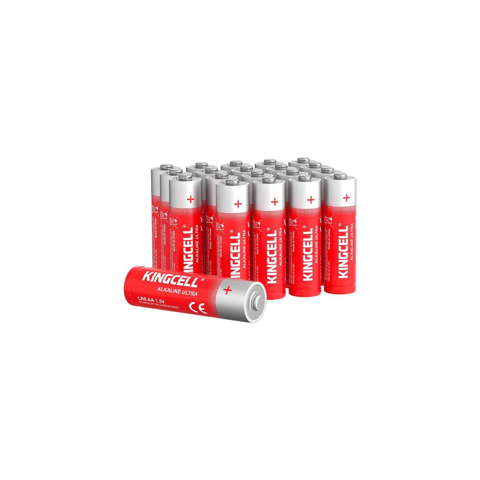 KINGCELL AA Batteries 20 Pack High-Performance Alkaline AA Batteries 10-Year Shelf Life Double A Batteries with Long-Lasting Power