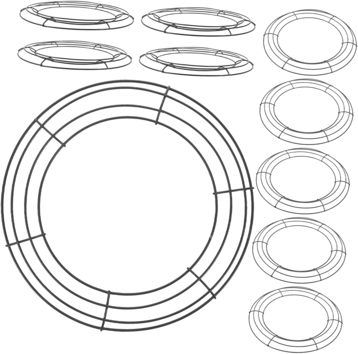 10pcs Round Iron Wreath Rings 12-inch Black Metal Wire Wreath Form for DIY Garland Supplies Rustic Wall Hanging and Flower Arranging Decor