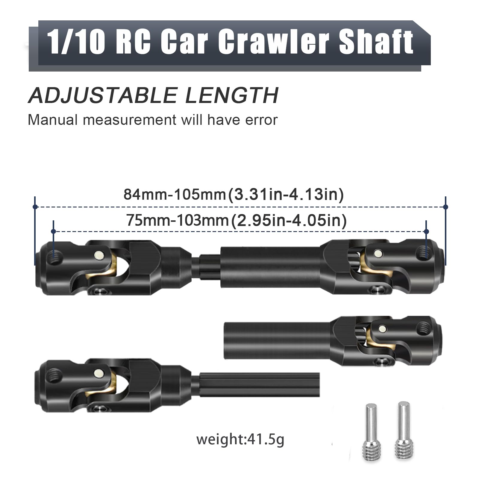 84mm Stainless Steel CVD Drive Shaft for 1/10 RC Crawlers, Universal Fit for TRX4, Axial, SCX10, Capra, REDCAT GEN8, Heavy-Duty Upgrade Driveshaft with Brass Beads (84mm-105mm)