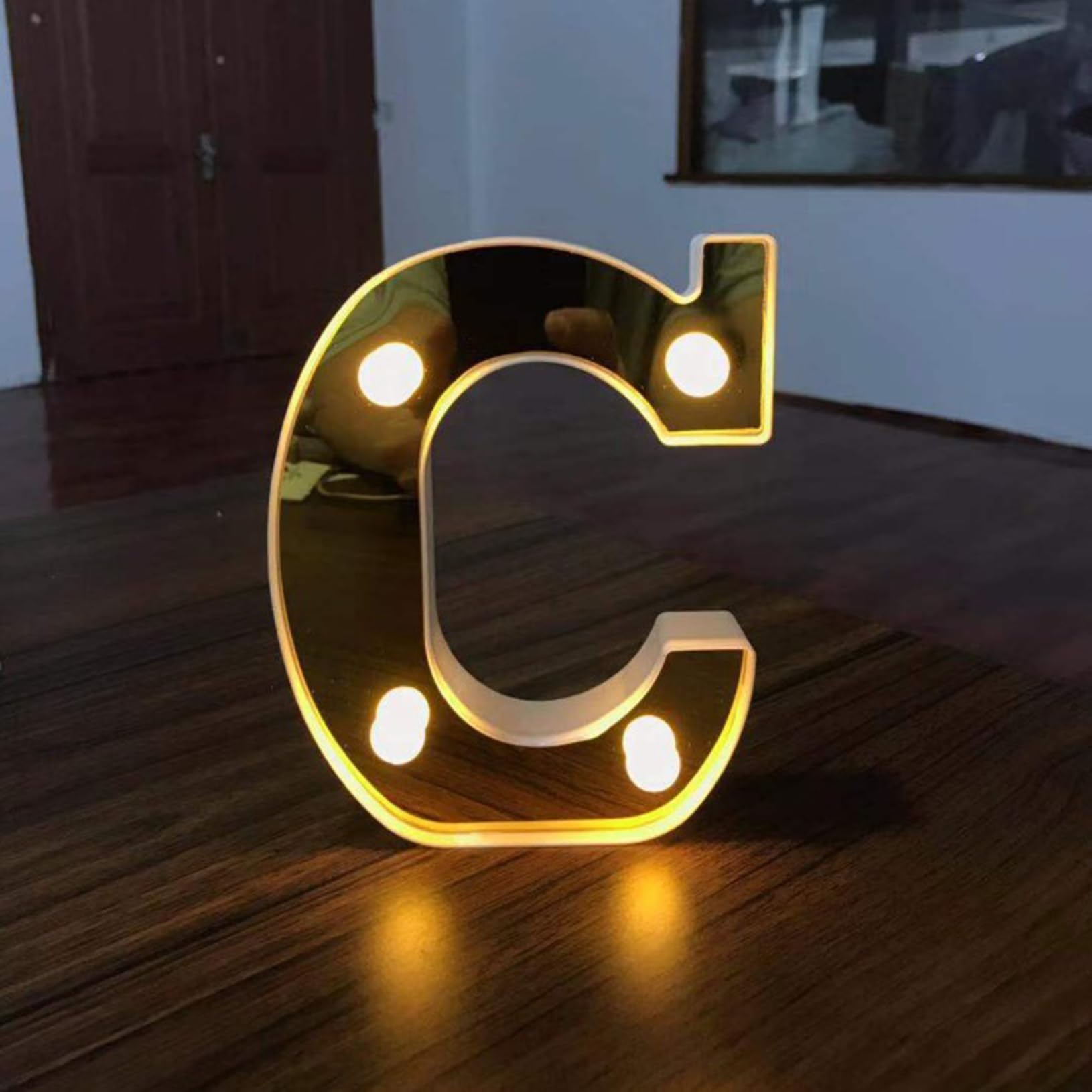 LED Letter C Lights 16cm Marquee Decoration Light Up 0-9 Numbers Night Light Letters Lights Sign for Party Wedding Anniversary Decor Battery Operatgn — image 1