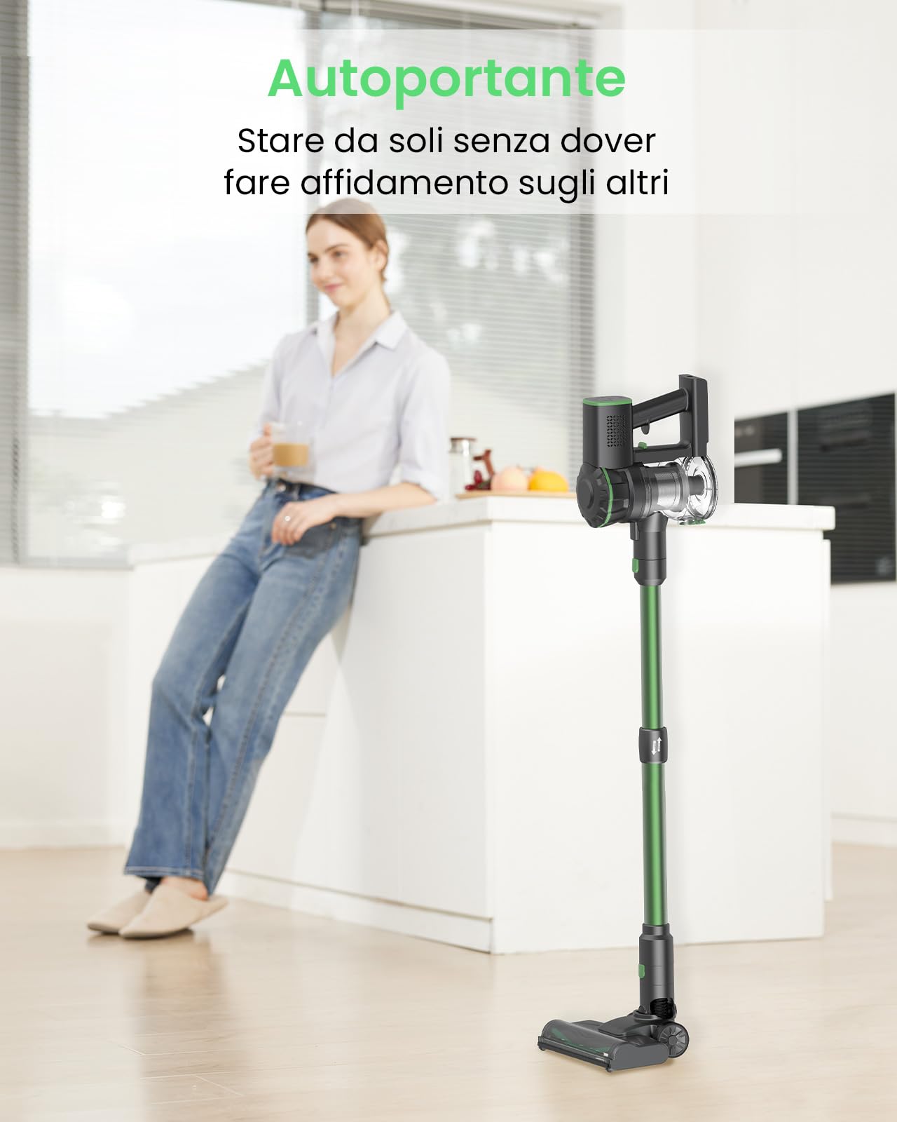 40KPa Aspirapolvere Senza Fili Potente,Scopa Elettrica Senza Fili Potente 50minuti e display a LED,Scope elettriche,Aspirapolvere Portatile,Aspirapolvere per Pavimenti/Tappeti/Peli Animali,Verde