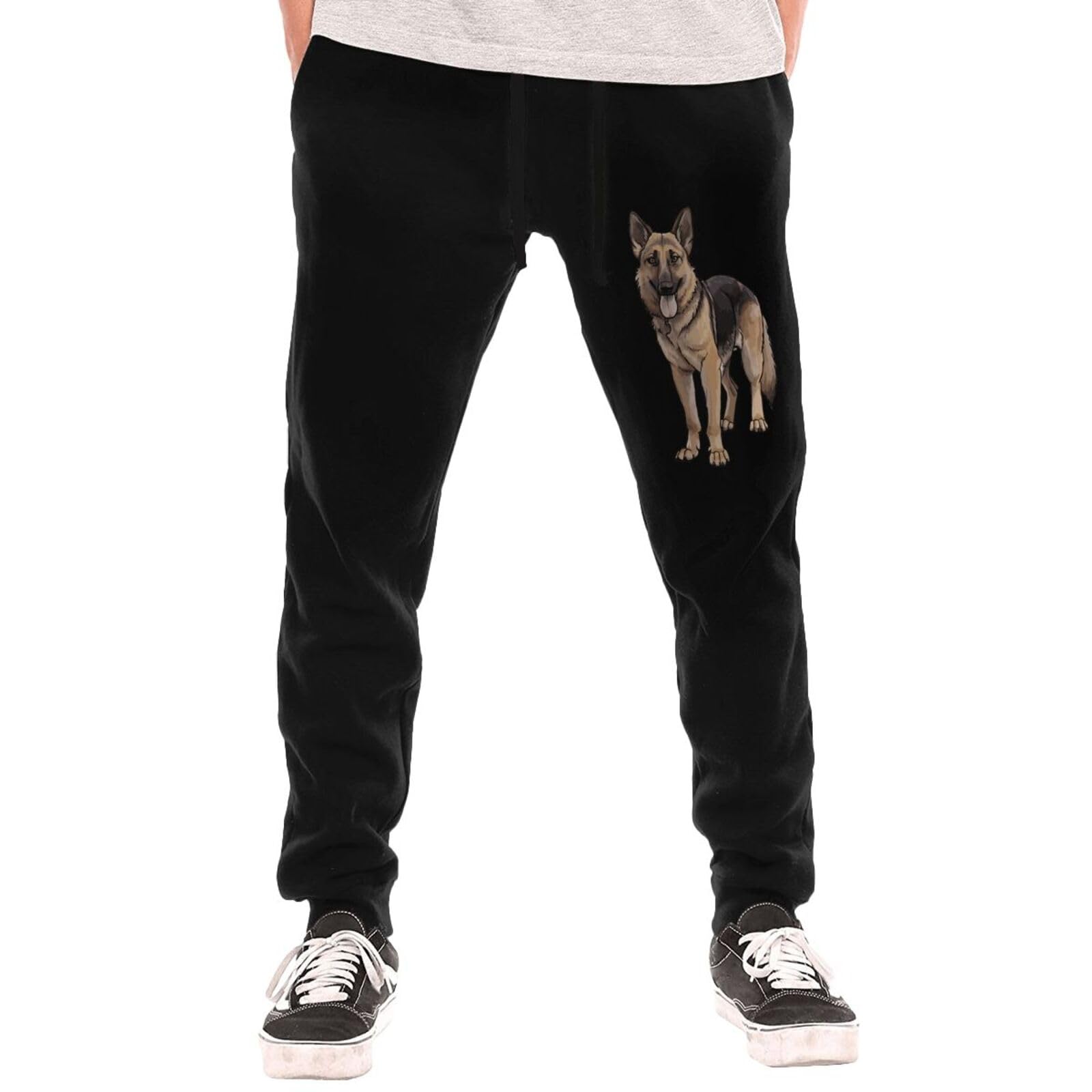 Dog German Shepherd Sweatpants Athletic Trousers Fashion Joggers Sweatpants with Pockets for Mens X-Large Black