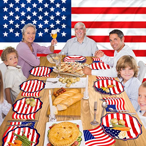 Patriotic Plates And Napkins, 150Pcs 4Th Of July Party Tableware Set,American Flag Disposable Napkins,Dinner Plates,Dessert Plates Of Independence Day,July Fourth Party Supplies,Veterans Memorial Day #TOP6