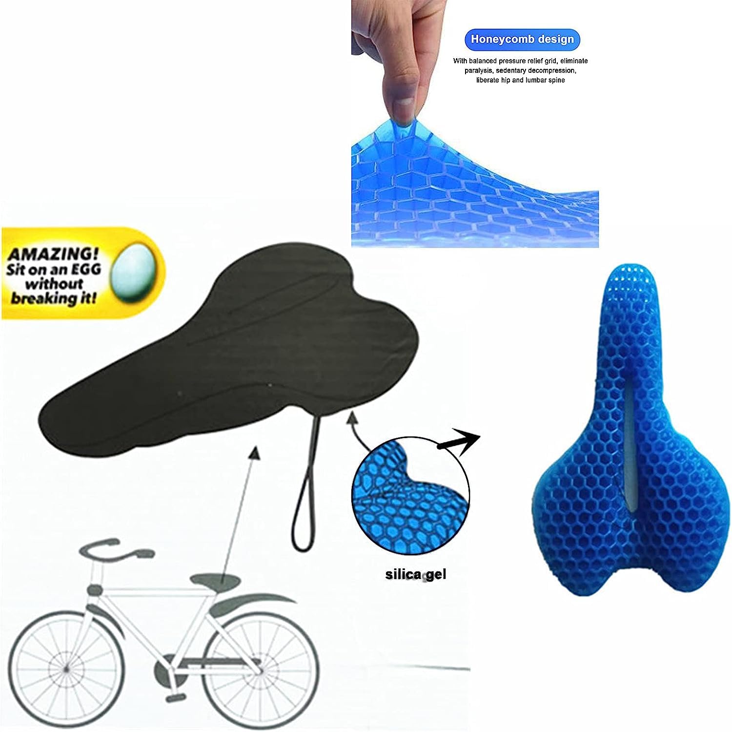 Amazon | 自転車サドルカバーゲルクッションサドル衝撃吸収お尻が痛く 