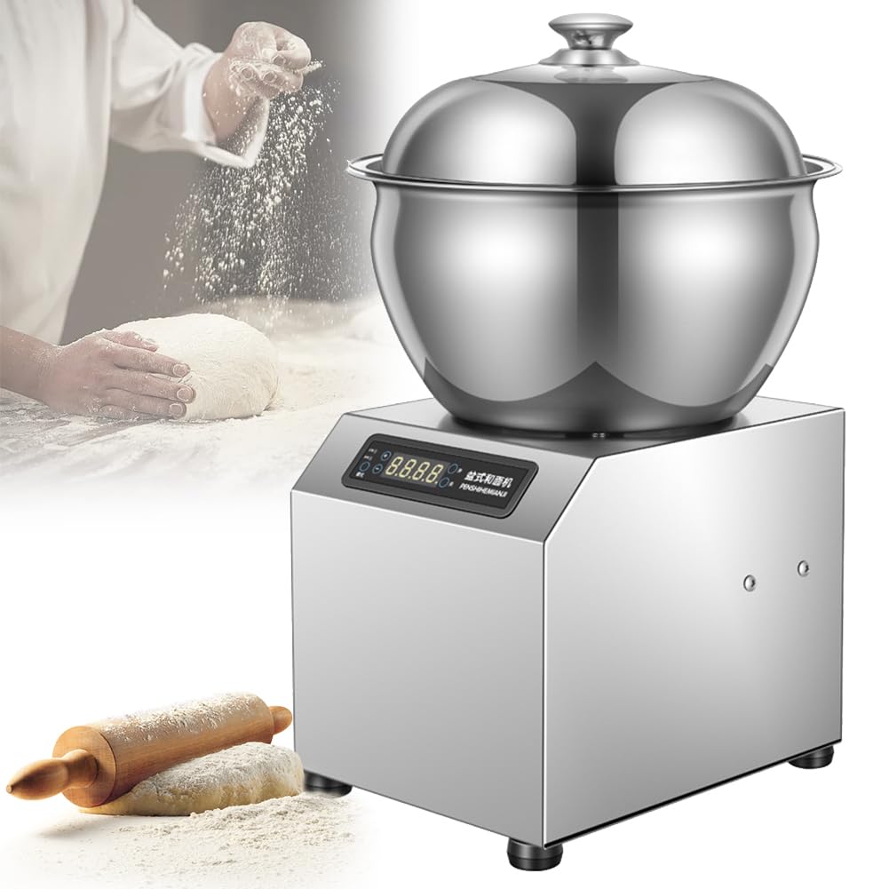 QUTBAG Mezclador de Masa Comercial, Prensa eléctrica de Fideos doméstica de Acero Inoxidable de 1800 W con Temporizador de 30 Minutos, máquina mezcladora de harina de Escritorio para Restaurante 8KG