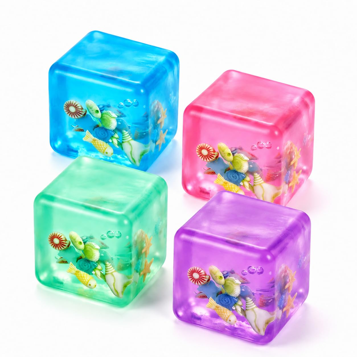 4 Pcs Ocean Shells Ice Cube Squishy Toys(W)
