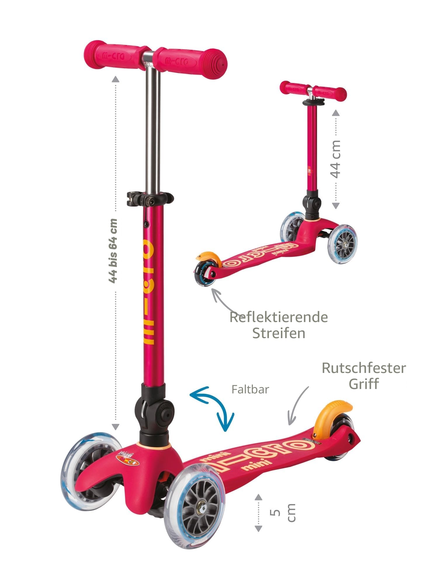 micro™ | Mini micro Deluxe Foldable LED | Klappbar | Das ORIGINAL | Kinderroller ab 2 Jahren | Inklusive LED Rollen | Jungs & Mädchen 2-5 Jahre