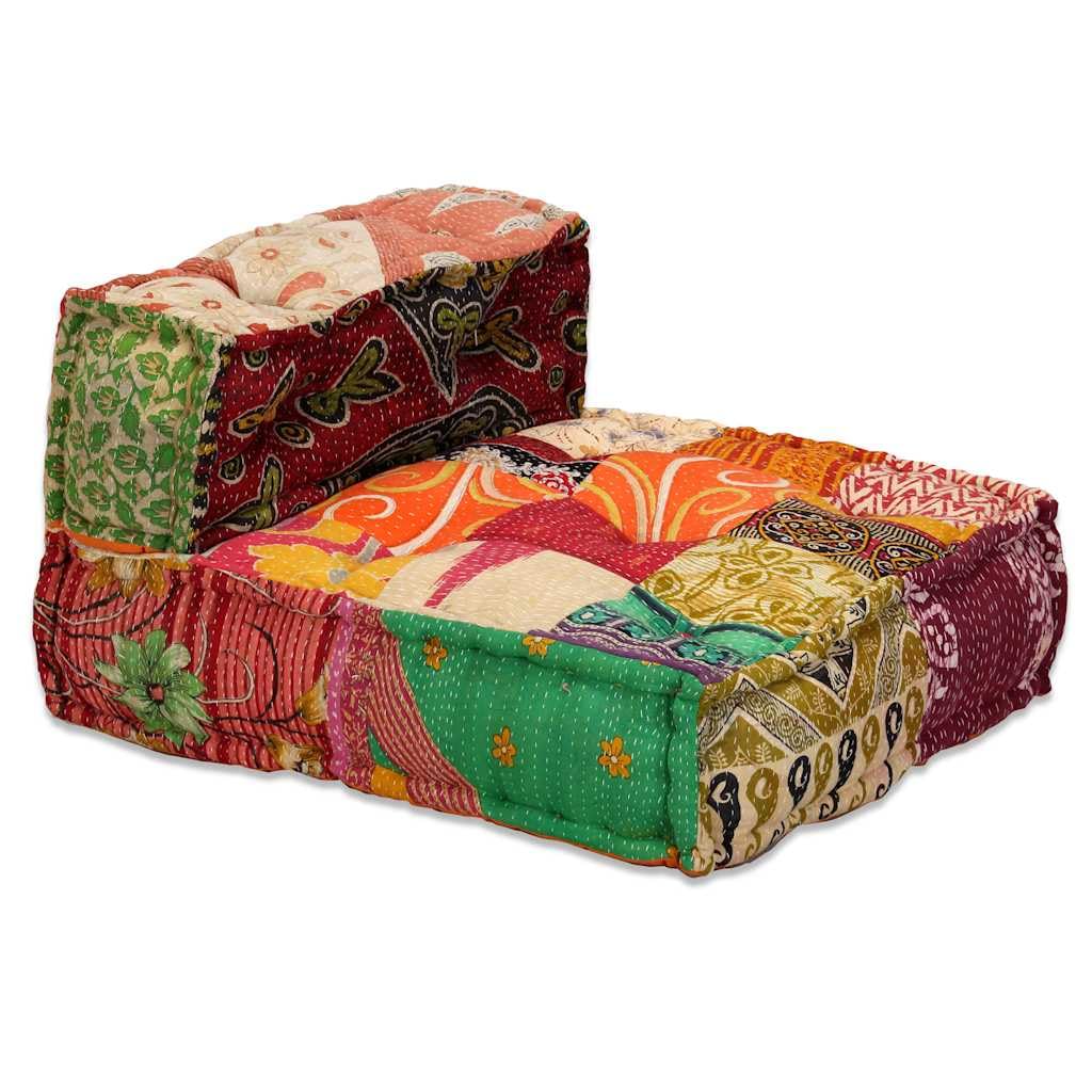 vidaXL Pouf Modulare a 4 Posti Tessuto Patchwork Divano Divanetto Sofà Salone