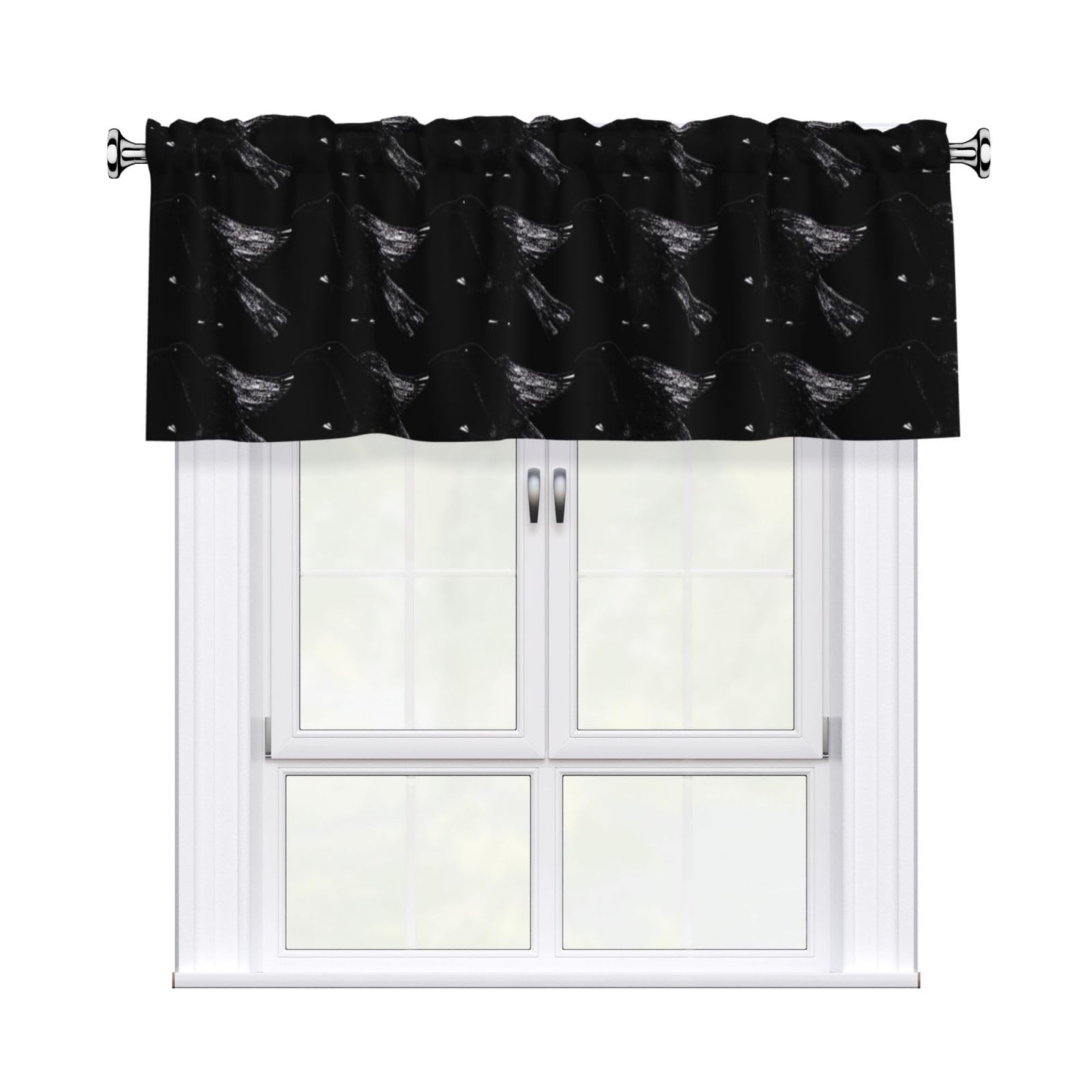 WHJDPP Birds Prints Charming Kitchen Window Cover – 54x18 Inch Peach Skin Valance with Decorative Print