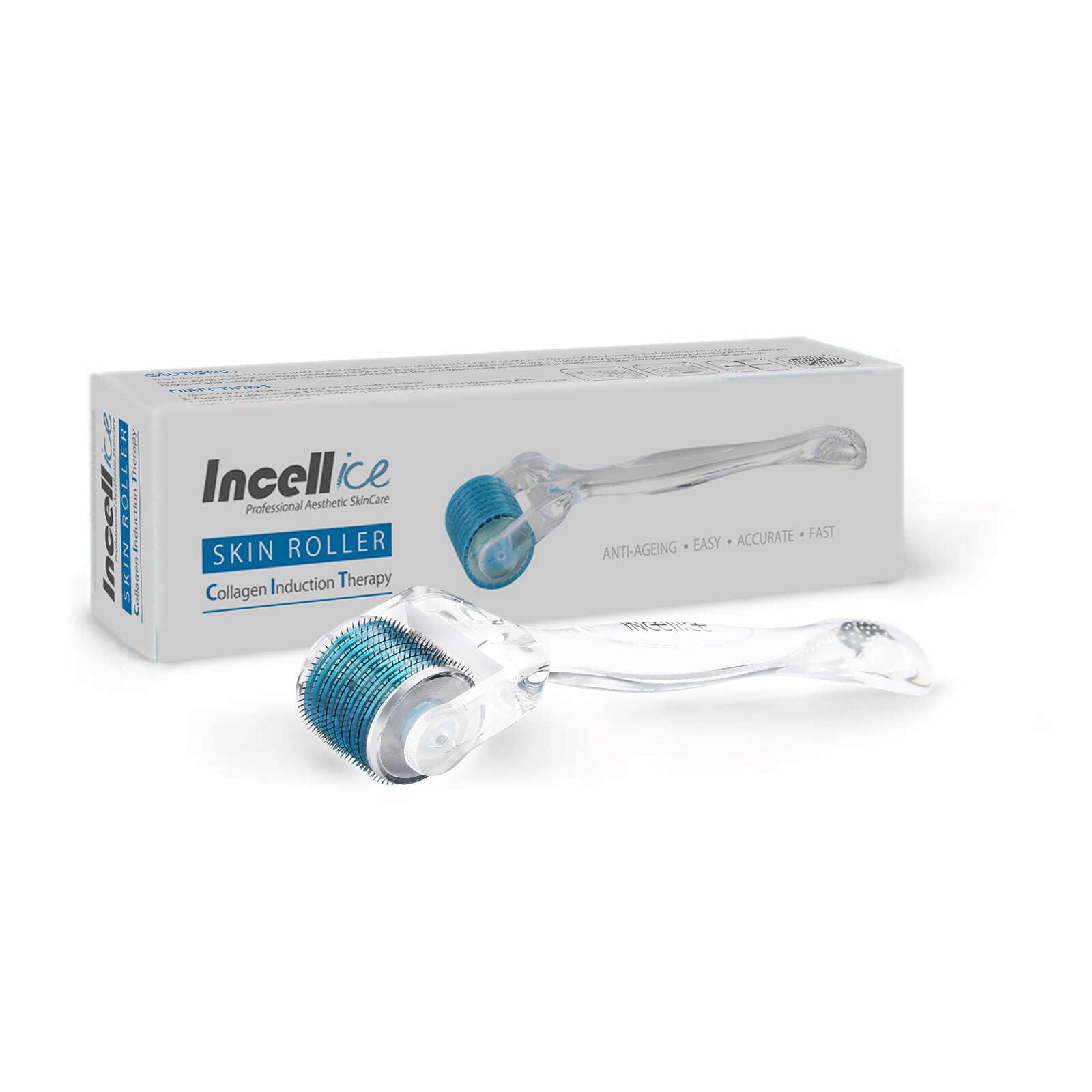 Derma Roller, INCELLICE Derma Roller 0,5 mm, Bartroller mit 540 Nadeln, Scalp Derma Roller für Gesicht und Körper, Professionelle Microneedle Roller für Hautpflege Frauen und Männer