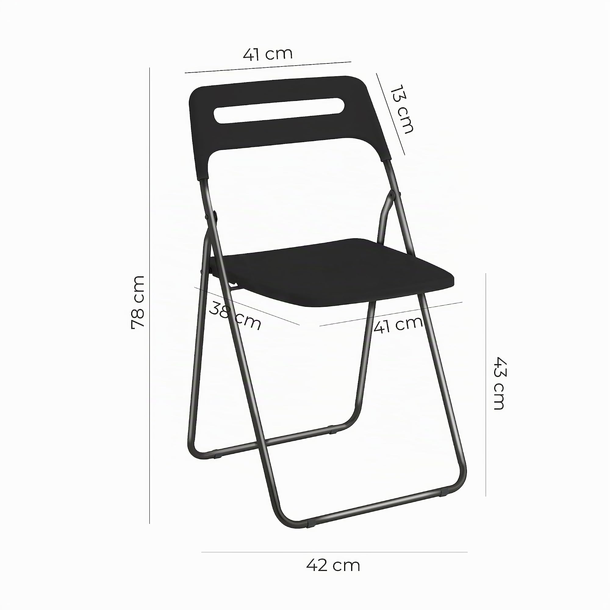 Baroni Home Chaise Pliante Peu Encombrante, Chaise de Salle à Manger, Chaise d’intérieur et d’Extérieur avec Structure en Acier, Siège et Dossier en Plastique, 42x38x78 cm, Noir, 6 Pièces