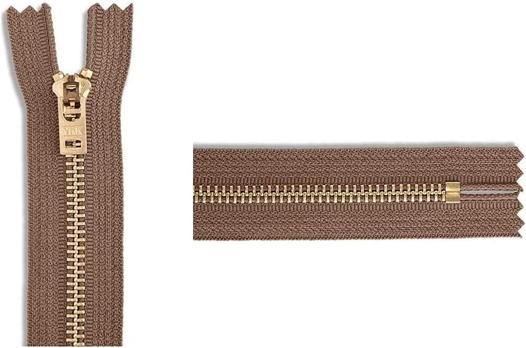 #5 Brass Jeans/Pants Light Brown Medium Weight YKK Zippers - Color Light Brown #568 - Choose Your Length - Made in The United States (1 Zipper Per Pack) (11" Inches)