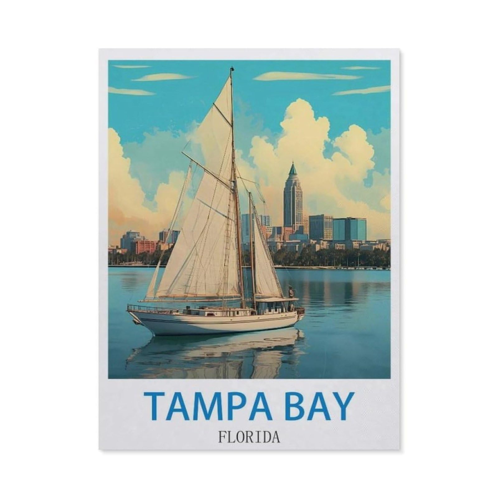 BEAYODKP Full Diamond 5D DIY Diamond Painting，Tampa Bay Florida，3D Diamond Embroidery Cross Stitch Mosaic Needle Works（30 x 40 cm/11.81 x 15.74 inches）-CN8