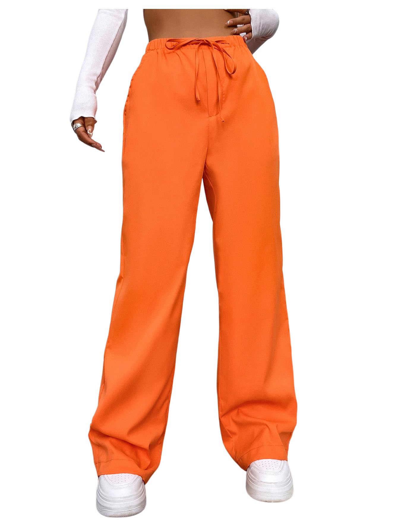 SOLY HUX Womens Drawstring Straight Leg Sweatpants High Elastic Waist Pants with Pockets Streetwear