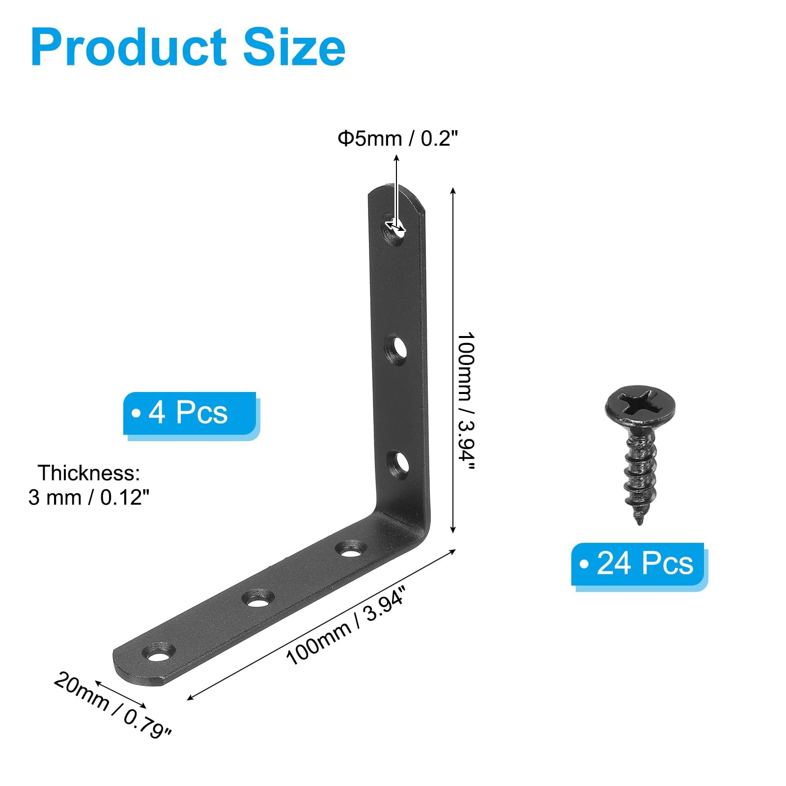 PATIKIL 10 Pcs Metal L-Shape Brackets - Image 2