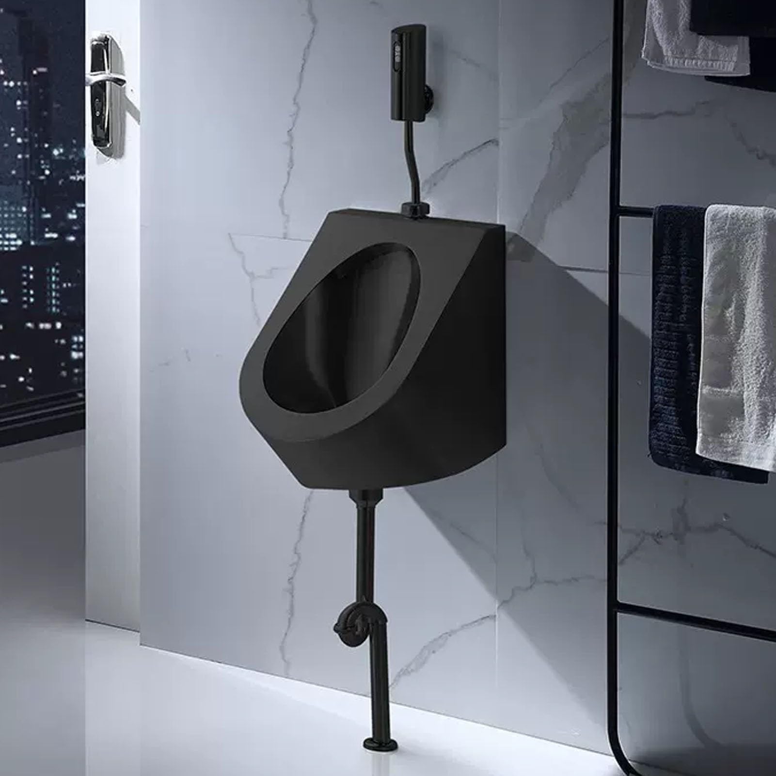 OTQEFTN Wall Mounted Sensor Urinal, Male Sanitary Ware Public Toilet Urinal, Commercial Residential Washout High-Efficiency Urinal with Wall Row/Floor Row, for Public Places