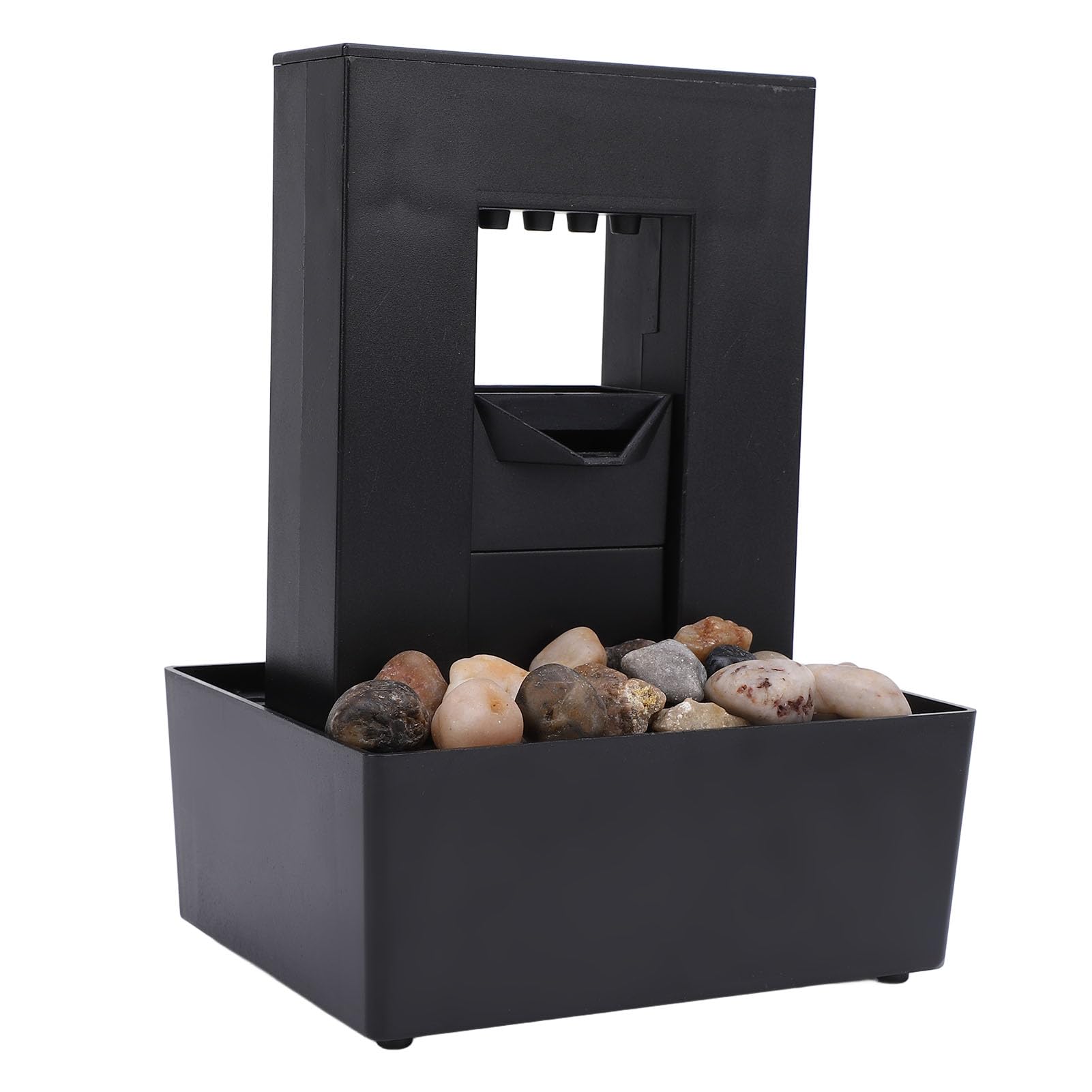 Generic Fuente Decorativa para Interiores, Fuente de Agua de Mesa con Luz LED y Guijarros Pulidos, para el Hogar, Oficina, Sala de Estar y Dormitorio