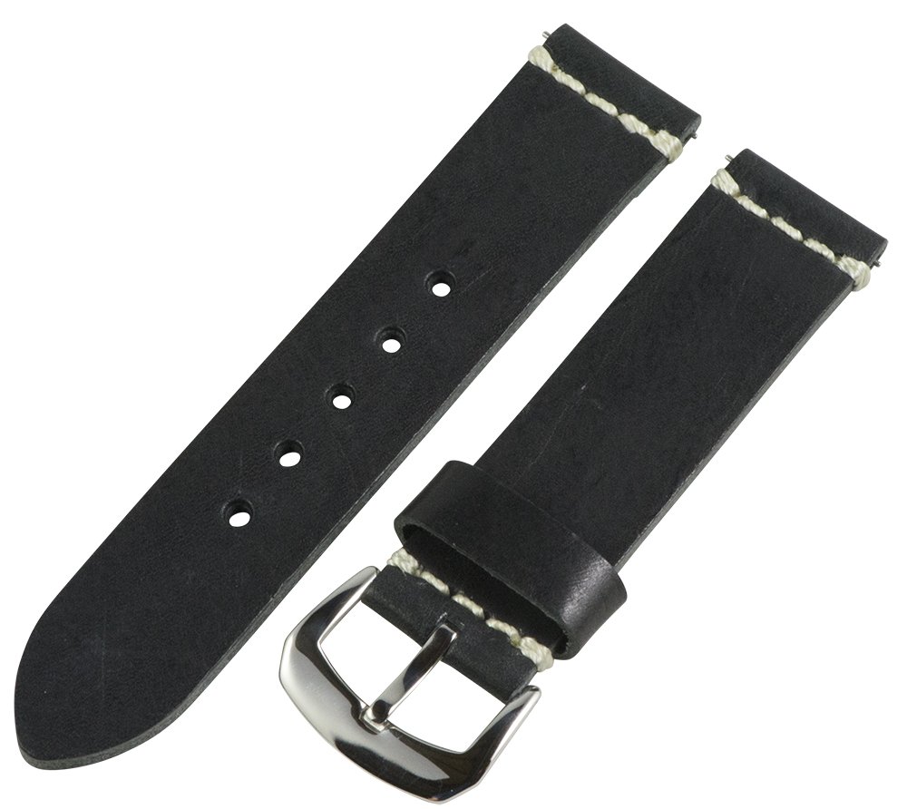 Clockwork Synergy® Dapper Collection - 22mm Black Worn Leather Watch Band
