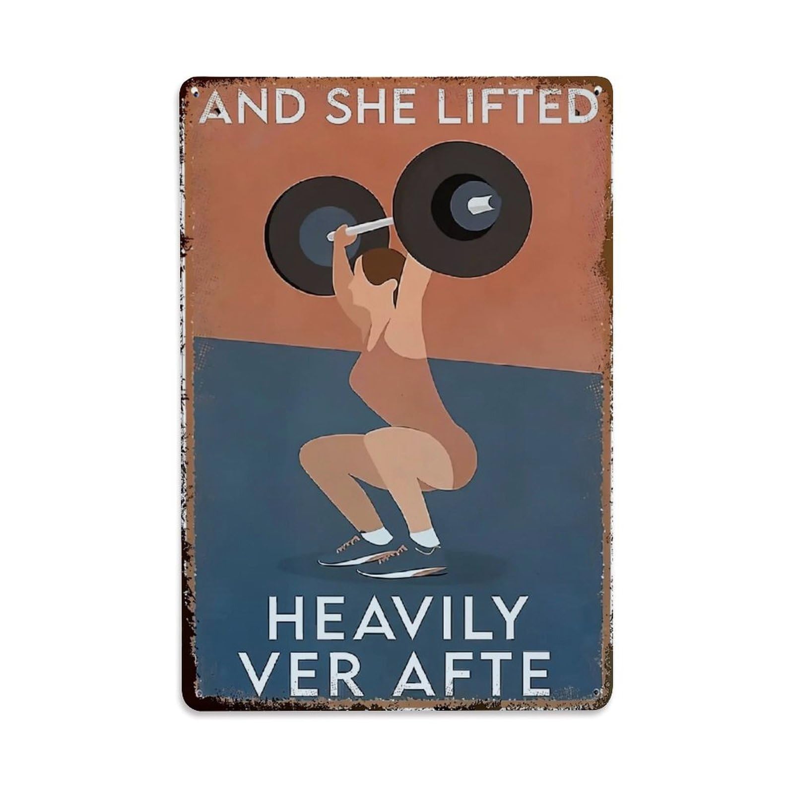 Woman Lifting Barbell Vintage Poster Retro Metal Tin Sign, Vintage Metal Poster for home, Gaming Room, Studio Workshop,Bar,Garage Wall Art Decor 8x12 Inch