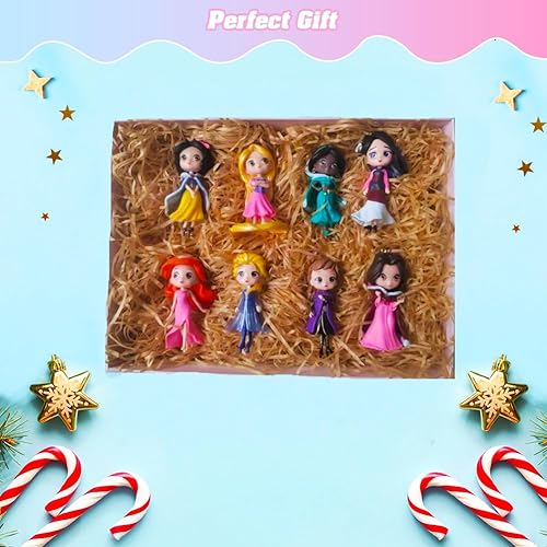 Miniatura 4 de LOVUFYSI Adorno de decoración para árbol de Navidad de princesa 2024, 8 piezas de princesa para colgar en el árbol de Navidad, adornos de Navidad de
