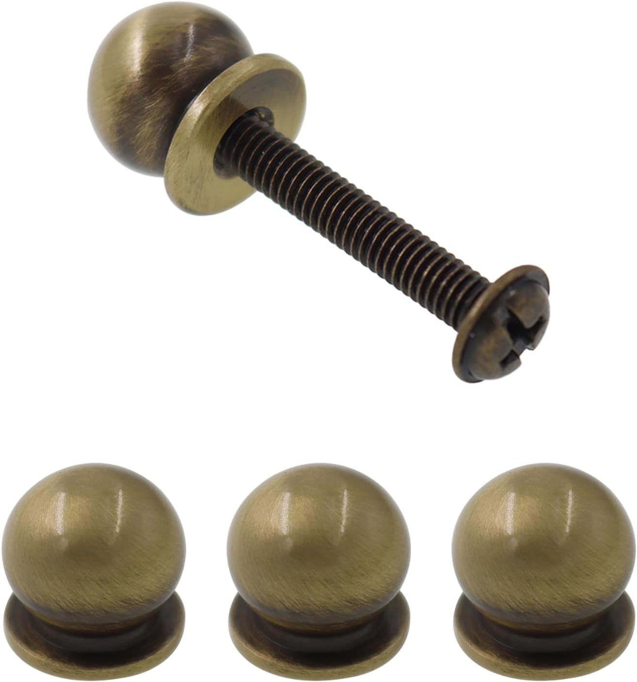 Mini Round Solid Brass Knobs, Mid Century Mini Drawer Pulls,Solid Ball Knob Pulls,Small Circle Knobs,4PCS Modern Tiny Dresser Knobs Handle Knobs with Screws Antique Bronze, 1.2cm/0.47''