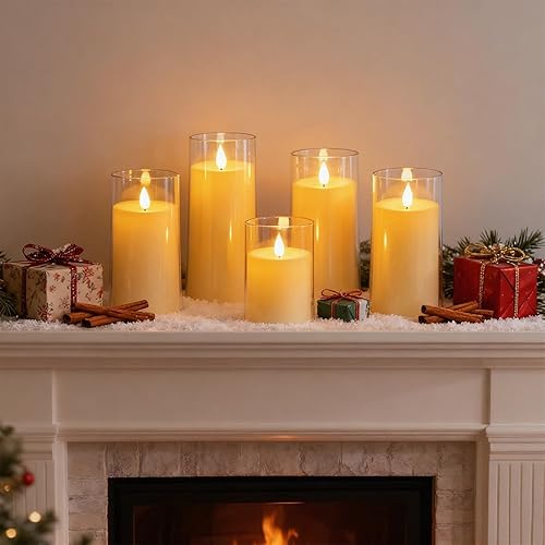 Miniatura 4 de Fo32won Velas LED de pilar sin llama de color blanco marfil, funcionan con pilas con control remoto y temporizador, paquete de 5 (3 pulgadas de