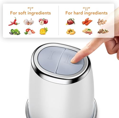 Miniatura 3 de Procesador de alimentos de 300 W con cuenco de vidrio de 20.3 fl oz, mini picadora eléctrica de alimentos para verduras, carne, frutas, nueces, puré