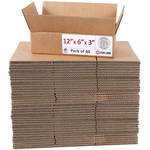 Image of Small Cardboard Boxes 12 inchL x 6 inchW x 3 inchH (Pack of 40) - USA-Made Packing Boxes for Moving, Shipping, or Storage - USPS, UPS, FedEx Approved - Professional Packing Supplies for Moving | USA-Made Packing Boxes for Moving, Shipping, or Storage - USPS, UPS, FedEx Approved - Professional Packing Supplies