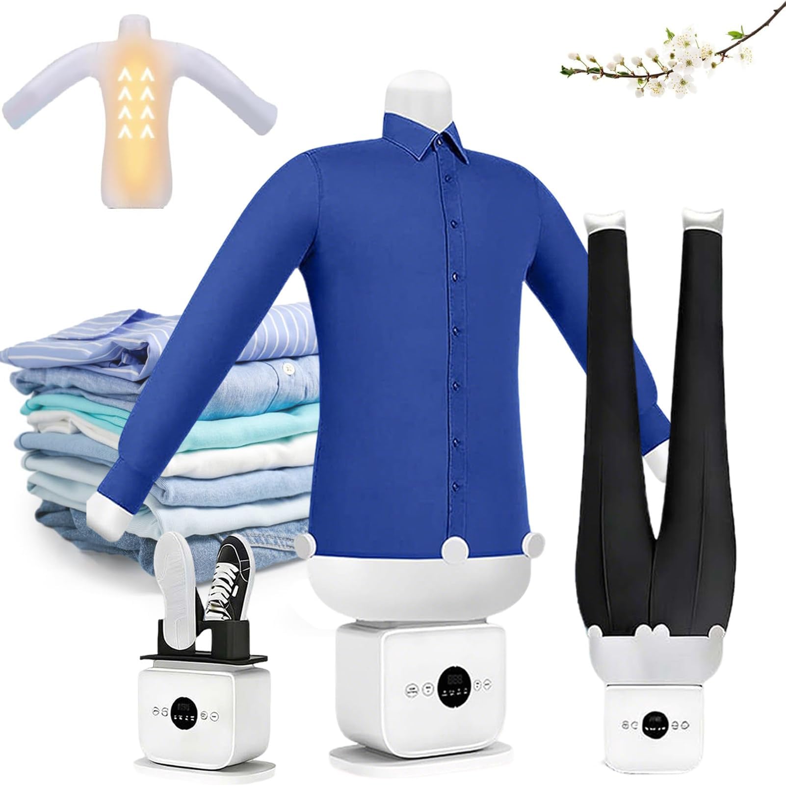 3-in-1 Automatic Ironing Dryer Machine, Hands-Free Wrinkle Remover, Steamer 360° Without Blind Spots Drying, 8 Minutes Quick Ironed Dry for Trousers/T-Shirts/Shoes/Skirt A