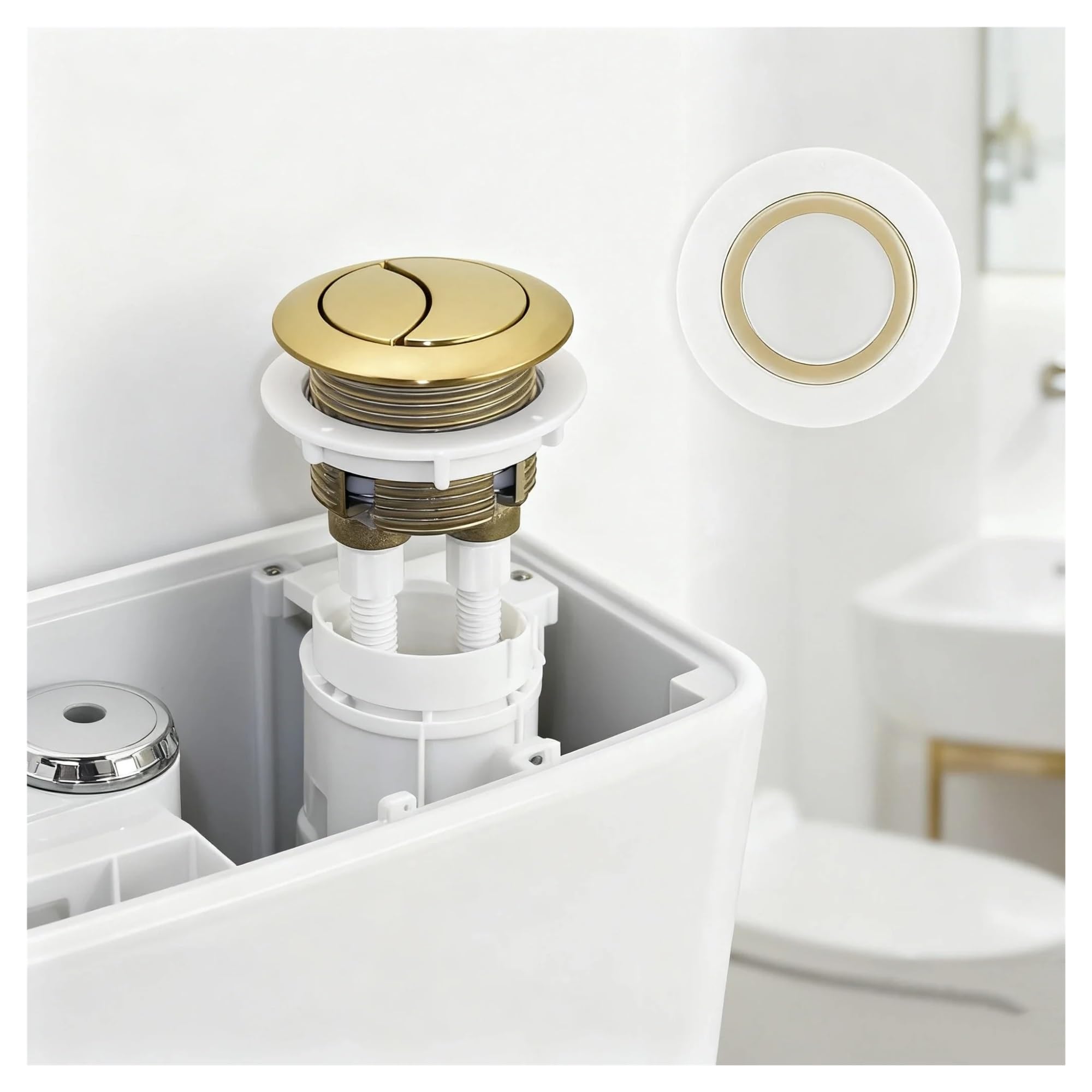Botón De Tanque De Inodoro De Doble Descarga 38 48 58 Mm Cubierta | Mejora del baño, control de doble pulsación, accesorio de 38 48 58 mm, accesorio for tapa de cisterna