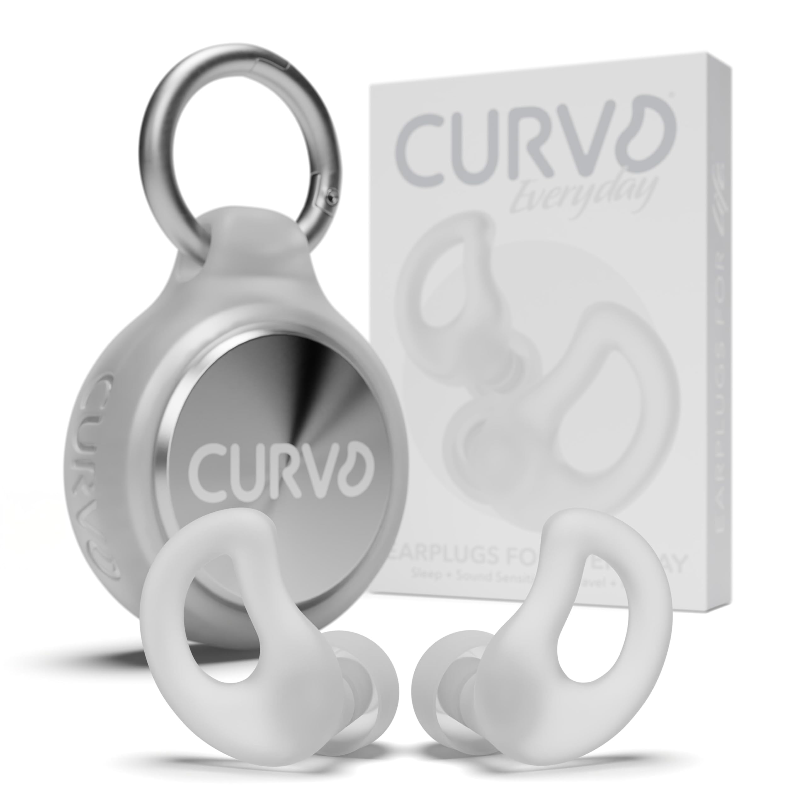 CURVD Everyday Earplugs Case Clip Bundle The Perfect earplug for Sleep Travel Noise Sensitivity canceling Case Clip Package