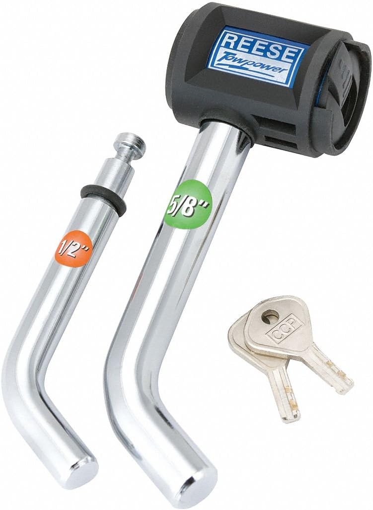 Reese Towpower 7054430 EZ Access II Chrome Class I-IV Bent Receiver Lock (5/8" and 1/2")
