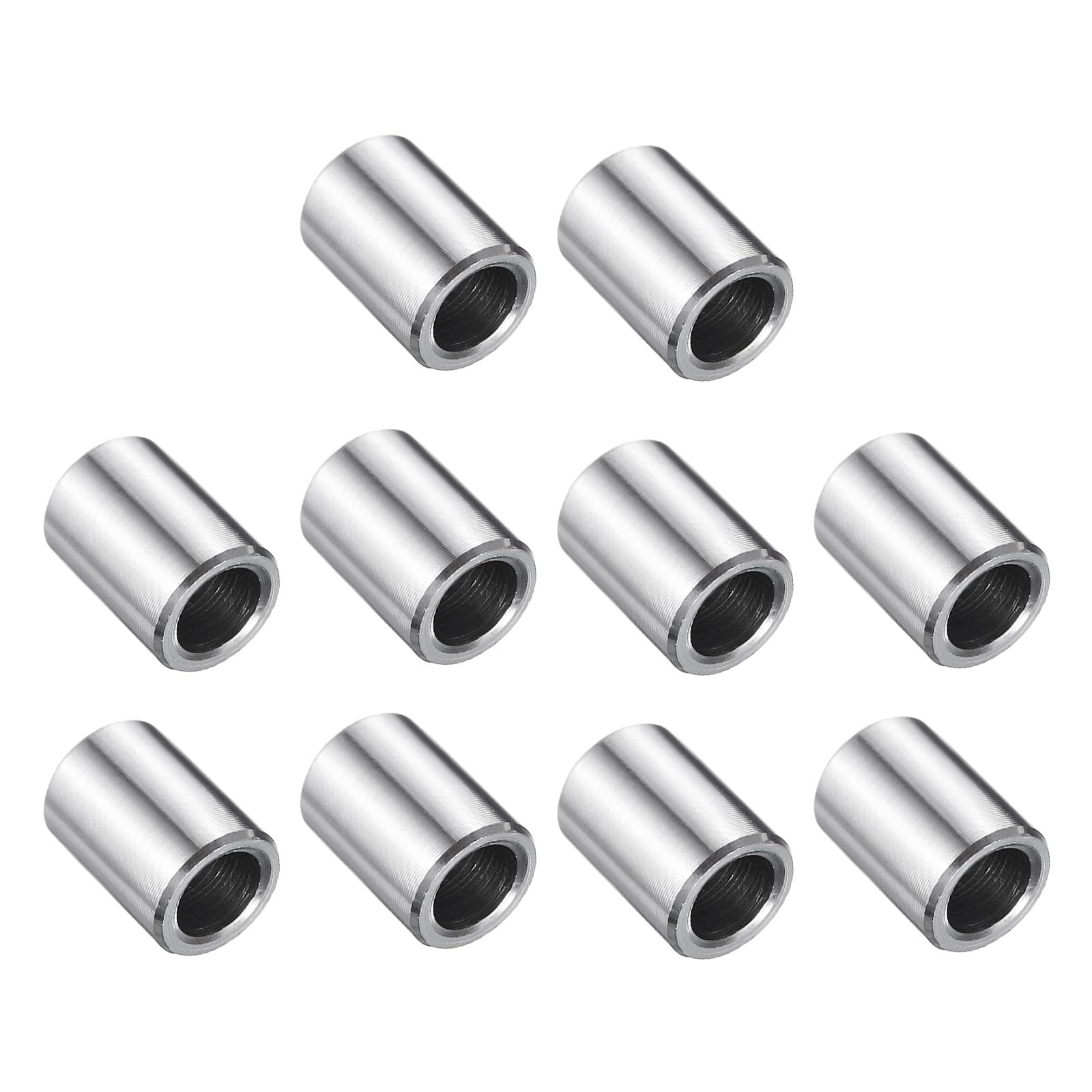 uxcell 10 Pcs Stainless Steel Spacer 1/4" Bore x 3/8" OD x 7/16" Length Screw Bushing Plain Finish Round Metal Spacer for 1/4" Screws Bolts and Rods