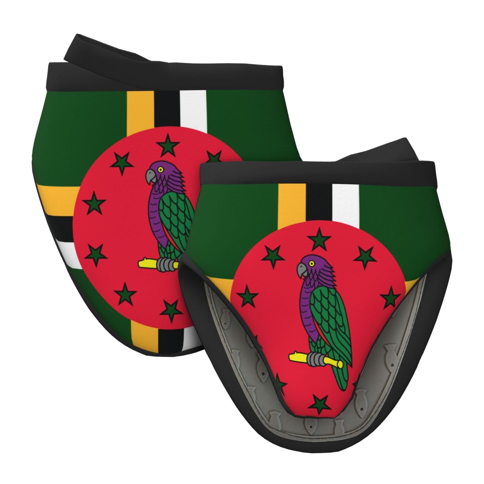 Silicone Oven Mitts, Heat and Slip Resistant Kitchen Mittens 2-Pack Set, Dominica Flag Sign Short Soft Oven Gloves