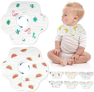 8-Pack 360° Rotate Organic Cotton Baby Bibs, Newborn Muslin Bibs For Teething And Drooling,Unisex Baby Bibs For Toddler, Adjustable With Snaps, Super Soft & Absorbent Baby Bibs For Boys And Girls.