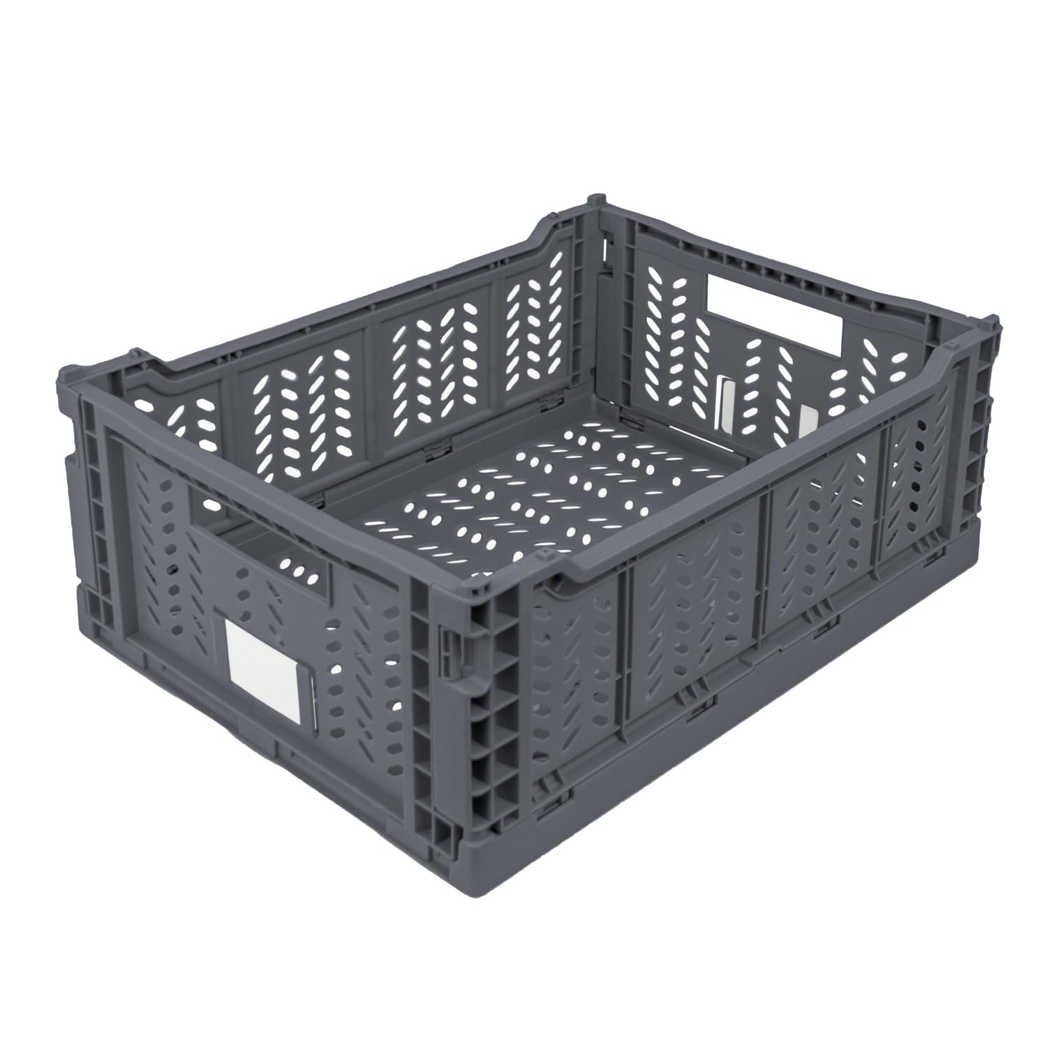 JVL Stackit Plastic Foldable Storage Crate – Large 14.5L Capacity – Collapsible Stackable Storage Box, Grey