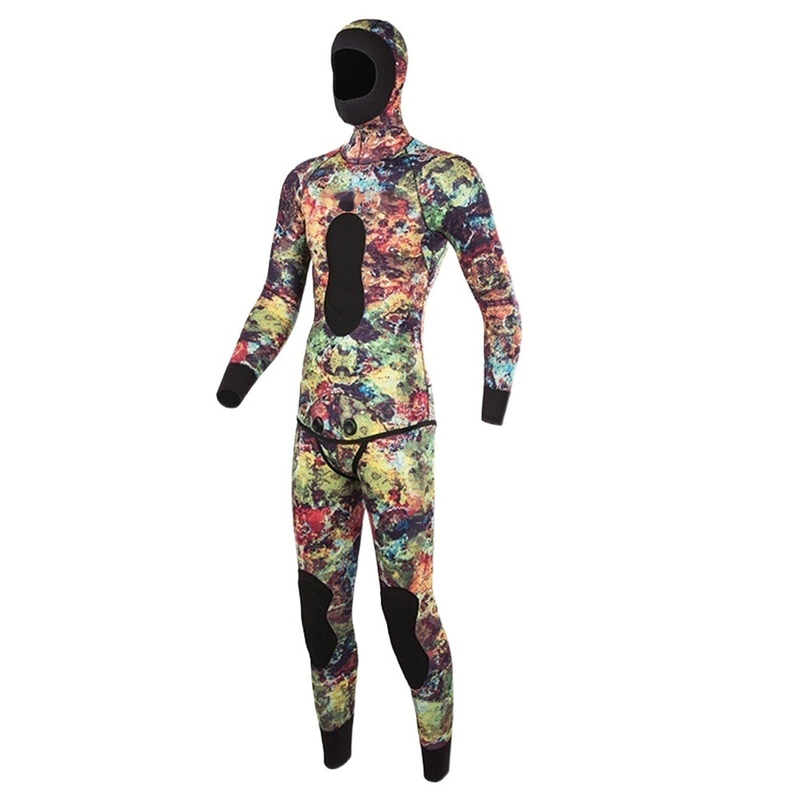 DOLPDED Wetsuit， Mens Semi Dry Wetsuit Open Cell Neoprene Diving Suit Hoodie Sealed Two Piece Wet Suits Set