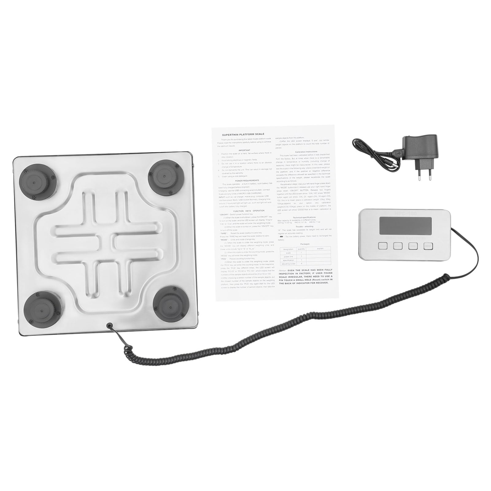Bilancia digitale a pacchetti, 100 kg, piattaforma 30 x 30 cm, bilancia postale con display a LED/tara/azzeramento, bilancia per bagagli con protezione da sovraccarico per pacchi animali domestici