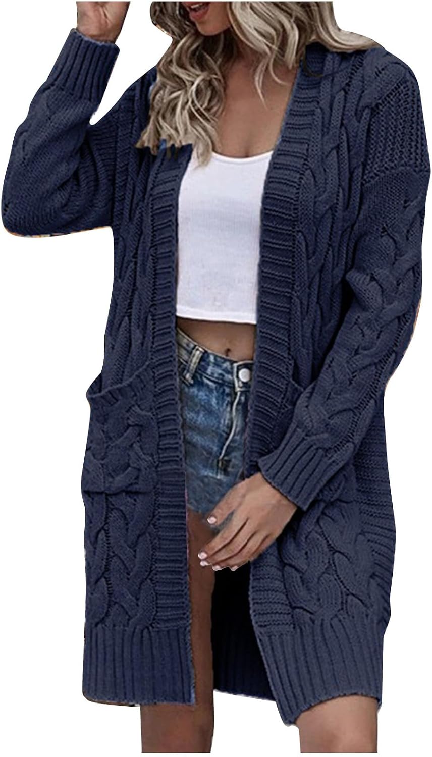 Long Cardigan Sweaters for Women Plus Size Cable Knit Cardigan Oversized Sweaters Casual Open Front Sweater