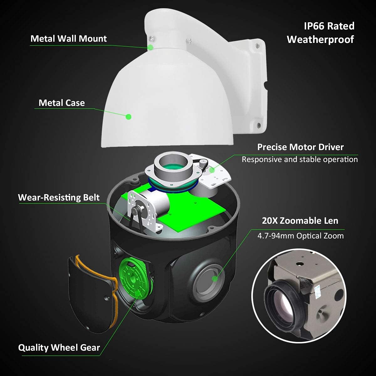 Get Special Price Outdoor PTZ Camera 5MP 20X Optical Zoom IP PTZ Camera Waterproof Night Vision Speed Dome Camera POE