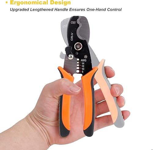 Miniatura 6 de Cortador de cables de 7 pulgadas 8-14 AWG, resistente para cobre de aluminio, cables de comunicación, herramienta de pelado de cables y herramienta